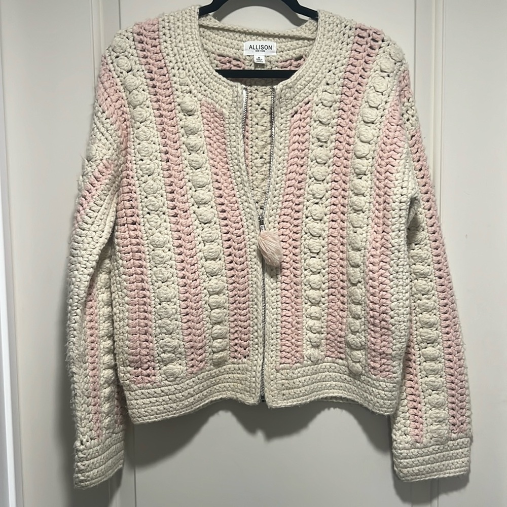 Allison New York Crochet Bomber Size Medium